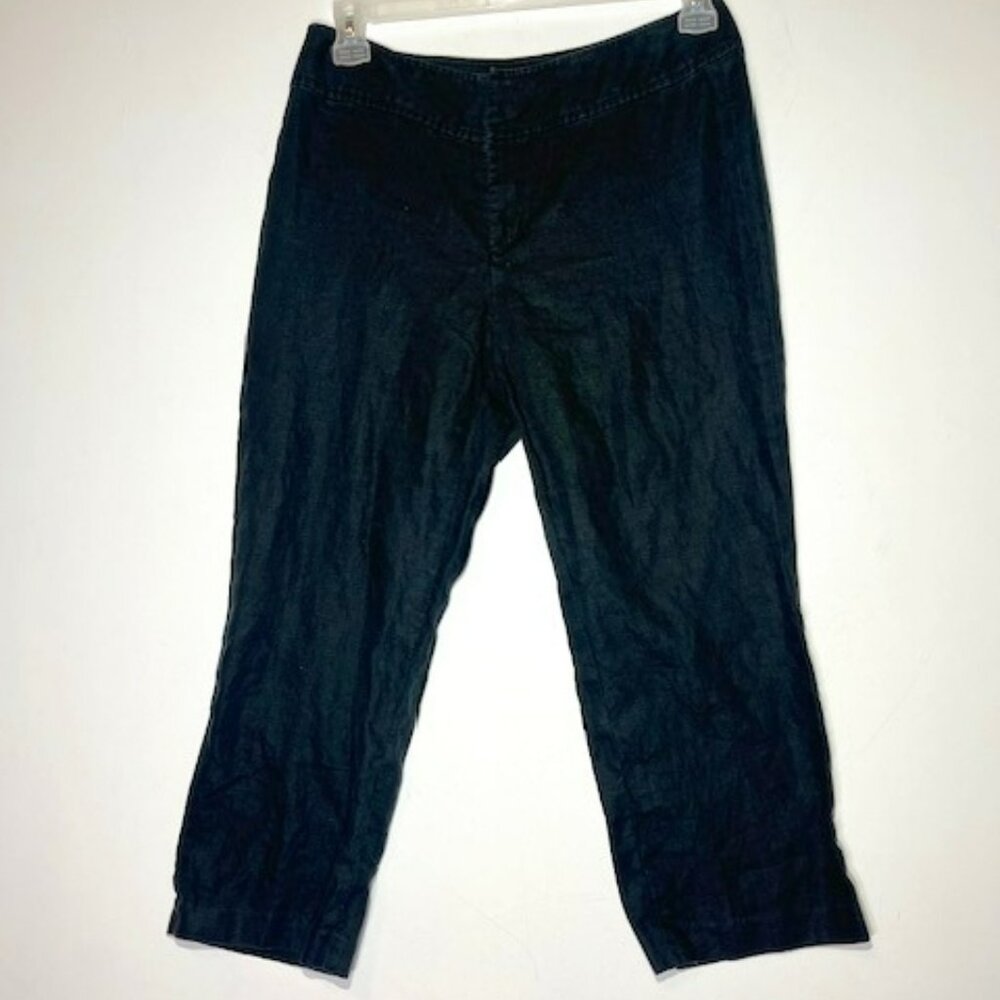 Banana Republic Women's‎ 100% Linen Black Cropped High Rise Casual Pants Sz 10
